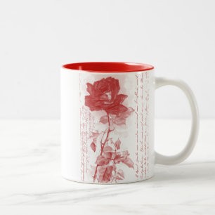 Red Rose Briefkaart Design Tweekleurige Koffiemok