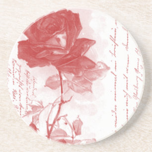 Red Rose Briefkaart Design Zandsteen Onderzetter