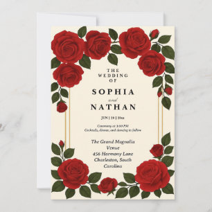 Red Rose bruiloft uitnodiging elegant