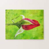 Red Rose Bud Art Puzzle (Horizontal)