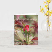 Red Rose Bud Happy Birthday Kaart (Gele Bloem)