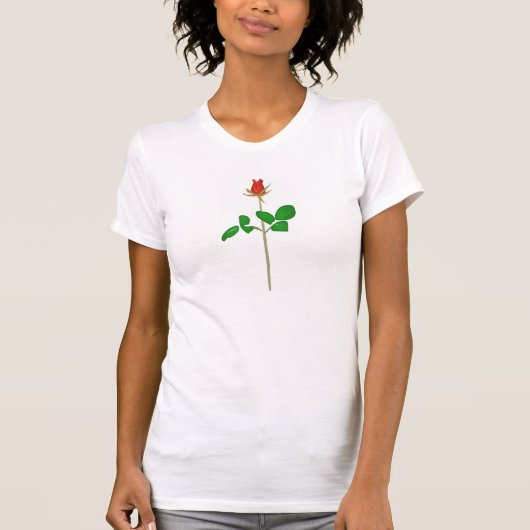 Red Rose Bud op Stem T-shirt (Voorkant)