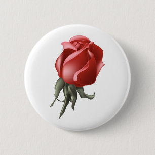 Red Rose Bud Ronde Button 5,7 Cm