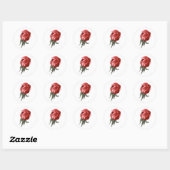 Red Rose Bud Ronde Sticker (Vel)