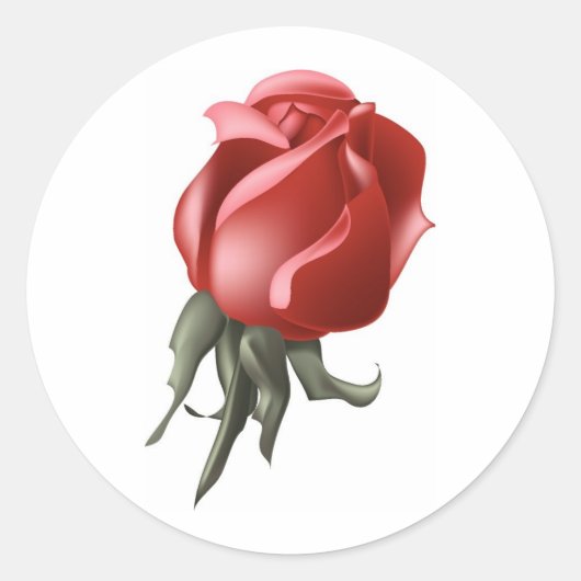 Red Rose Bud Ronde Sticker (Voorkant)
