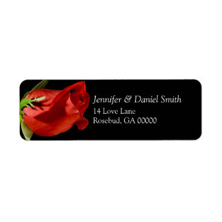 Red Rose Bud Wedding Invitation Return Address Etiket