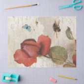 Red Rose Bumblebee Frans Script Vlinder  Tissuepapier (Craft)