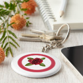 Red Rose Button Sleutelhanger (Zijkant)