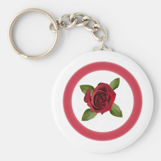 Red Rose Button Sleutelhanger (Voorkant)