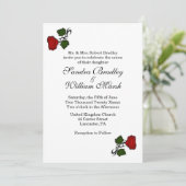 Red Rose Classic Wedding Invitation Kaart (Staand voorkant)