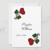 Red Rose Classic Wedding Invitation Kaart (Achterkant)