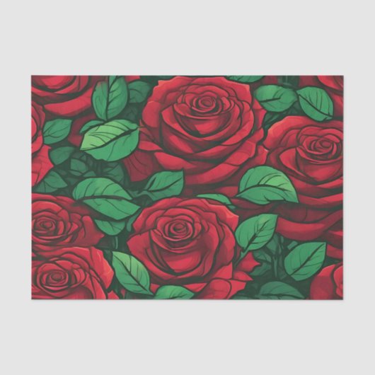Red Rose Close Up Pattern Tissuepapier (Voorkant)