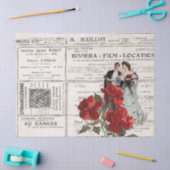 Red Rose  Couple French Advertisement Tissuepapier (Craft)