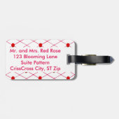 Red Rose CrissCross Pattern Bagagelabels (Achterkant horizontaal)