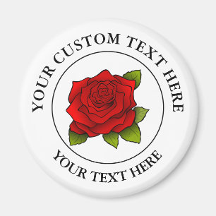 Red Rose Custom Text Pictogram Magneet