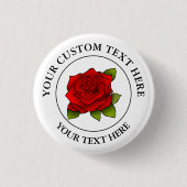 Red Rose Custom Text Pictogram Ronde Button 3,2 Cm (Voorkant)