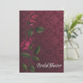 Red Rose Damask Bridal Shower Uitnodigingen (Staand voorkant)