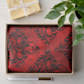 Red Rose en Black Damask op Red Tissuepapier (Geschenk)