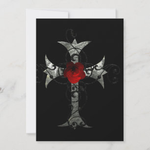 Red Rose en Cross Gothic Vrijgezellenfeest Kaart