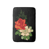 Red Rose en Daisies Black Achtergrond Badmat (Voorkant Verticaal)