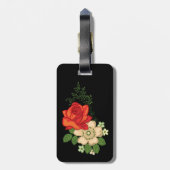 Red Rose en Daisies Black Achtergrond Bagagelabel (Achterkant verticaal)