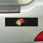 Red Rose en Daisies Black Achtergrond Bumpersticker (Op auto)