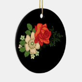 Red Rose en Daisies Black Achtergrond Keramisch Ornament (Rechts)
