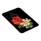 Red Rose en Daisies Black Achtergrond Magneet (Rechterzijde)