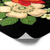 Red Rose en Daisies Black Achtergrond Poster (Hoek)