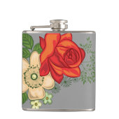 Red Rose en Daisies Heupfles (Voorkant)