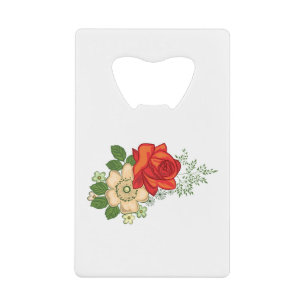 Red Rose en Daisies Kredietkaart Flessenopener