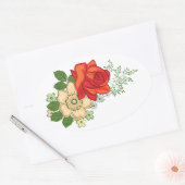 Red Rose en Daisies Ovale Sticker (Envelop)