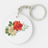 Red Rose en Daisies Sleutelhanger (Achterkant)
