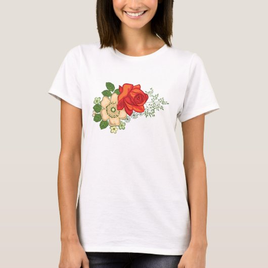 Red Rose en Daisies T-shirt (Voorkant)