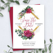 Red Rose en Eucalyptus Elegant Quinceanera Save The Date