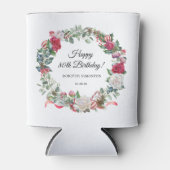 Red Rose en Holly 80ste verjaardag Elegant Blikjeskoeler (Voorkant)