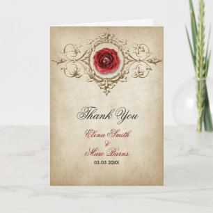 Red Rose en sierent Bedankkaart