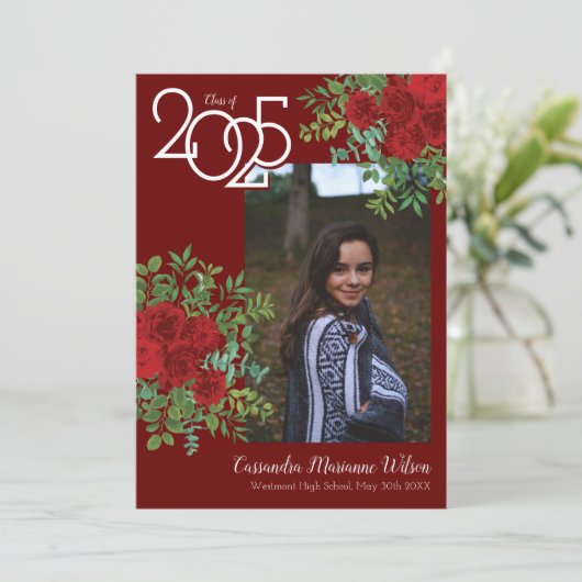 Red Rose Faire-part d'obtention du diplôme (Debout devant)