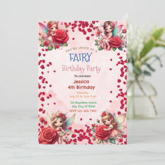 Red Rose Fairy : Enchanted Invitation d'anniversai