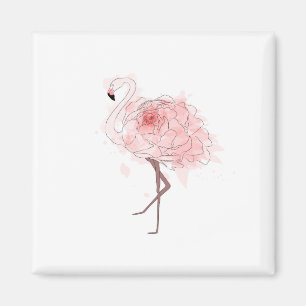 Red Rose Flamingo Magneet