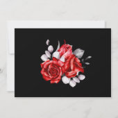 Red Rose Floral Black Wedding Save The Date (Achterkant)