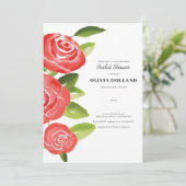 Red Rose Floral Bridal Shower Kaart (Staand voorkant)