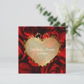 Red Rose Floral bruiloft uitnodiging (Staand voorkant)