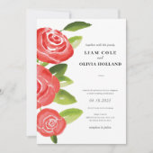 Red Rose Floral bruiloft uitnodiging (Voorkant)