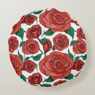 Red Rose Floral Design #1 Sierkussen Rond Kussen
