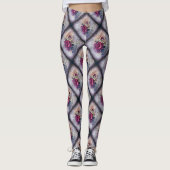 Red Rose Floral Ephemera Leggings (Voorkant)