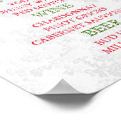 Red Rose Floral Wedding - Bar Menu Poster (Hoek)