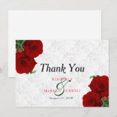 Red Rose Floral Wedding - Dank je Bedankkaart (Voorkant / Achterkant)