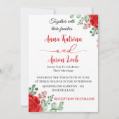 Red Rose Floral Wedding Invitation Template (Devant)