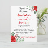 Red Rose Floral Wedding Invitation Template (Debout devant)